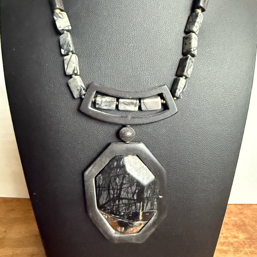 Unique Contemporary Black Geometric Pendant Necklace
